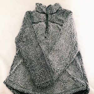 fluffy zip up pull over